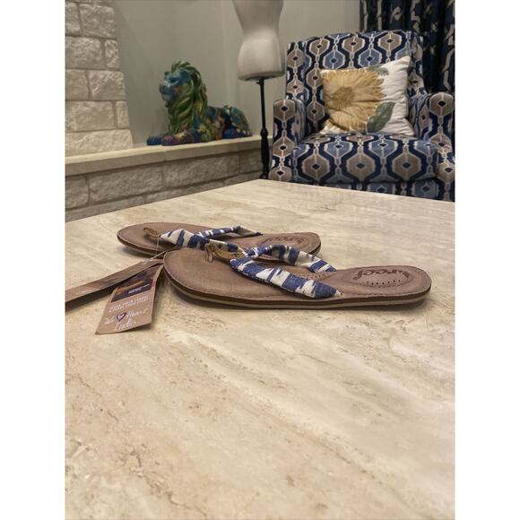 Reef LEATHER Flip Flops Women's Sandals Cushion Leather Size 7 Mystic Seas New - Picture 4 of 7